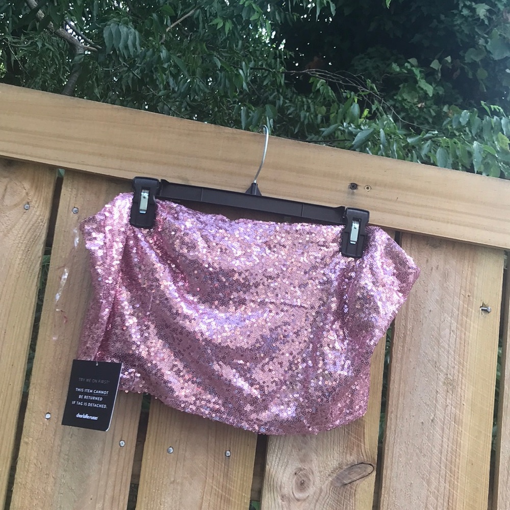 Charlotte Russe Pink/Rose Gold Sequin Crop Top